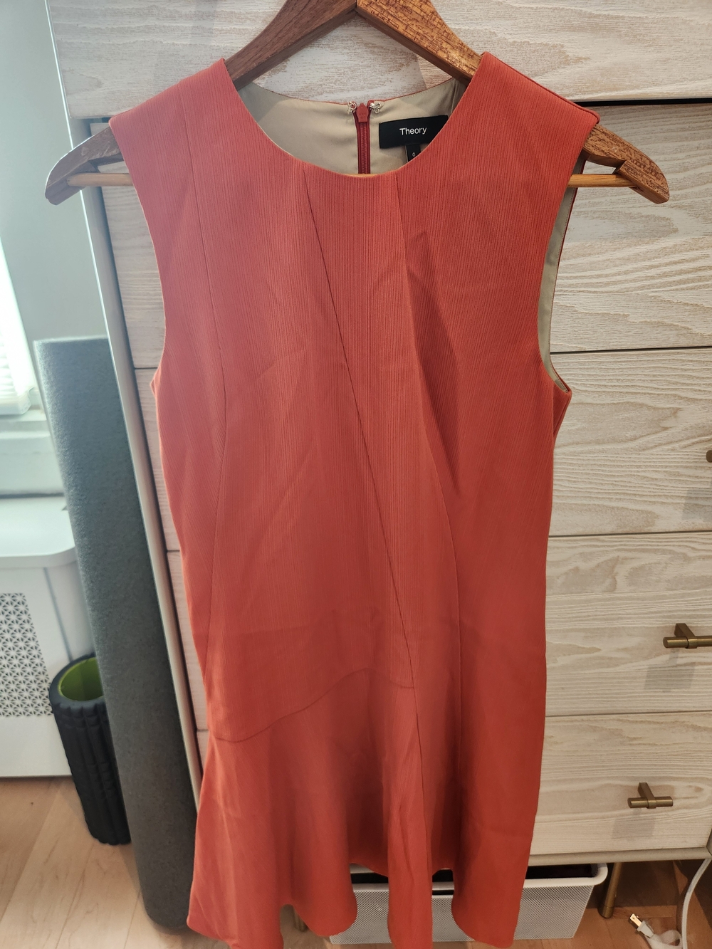 Theory Sleeveless Dress in Rust Orange